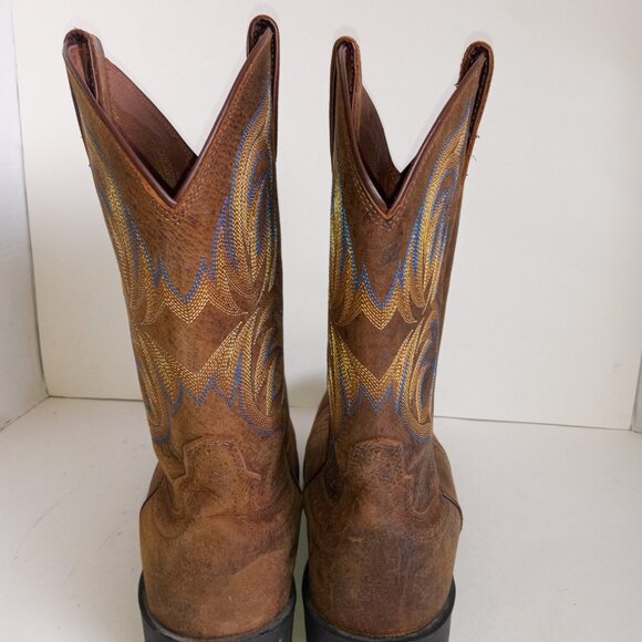 JUSTIN Men's 10.5EE "Buster Stampede" Round Toe Western Boots Brown Leather - Picture 10 of 15